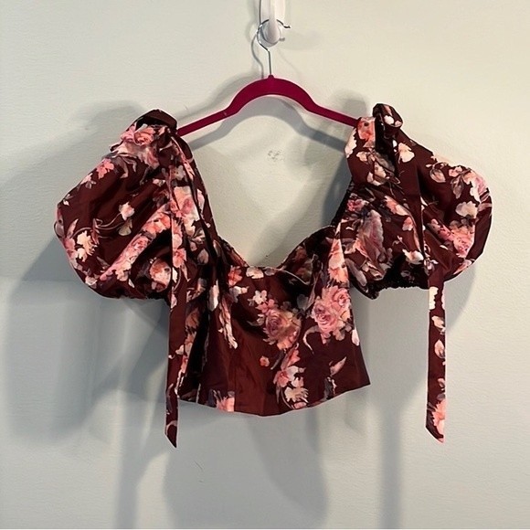 LoveShackFancy “Jansen” Crop Top in Oxblood 4 - Picture 5 of 5